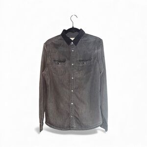 All Saints Gray Denim Button-down Shirt Medium
